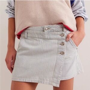 Free People Blue and White Striped Mini Skirt